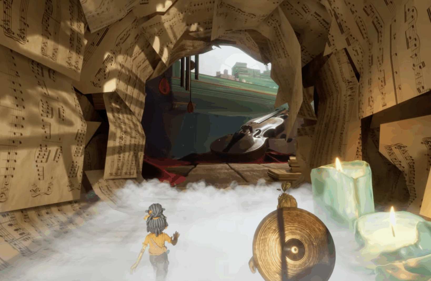 Dans It Takes Two, les deux personnages doivent travailler main dans la main dans un univers musical. © Capture d’écran du jeu